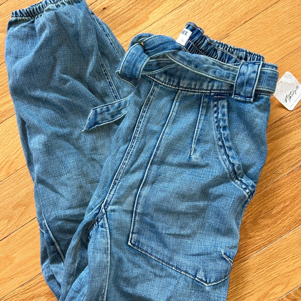 Blue Denim Jogger Pants free people